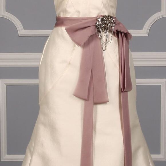 MONIQUE LHUILLIER Marcella Lavender Crystals Formal Bridal Sash Belt main image 7